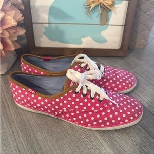 Keds Polka Dot  Pink Lace Up Sneakers Loafers Womens Shoes Sz 7